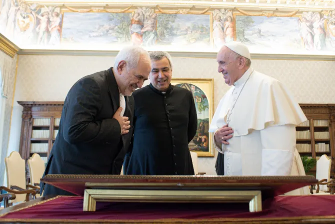 Pope Francis meets with Mohammad Javad Zarif, Iran's foreign minister, on May 17, 2021.
